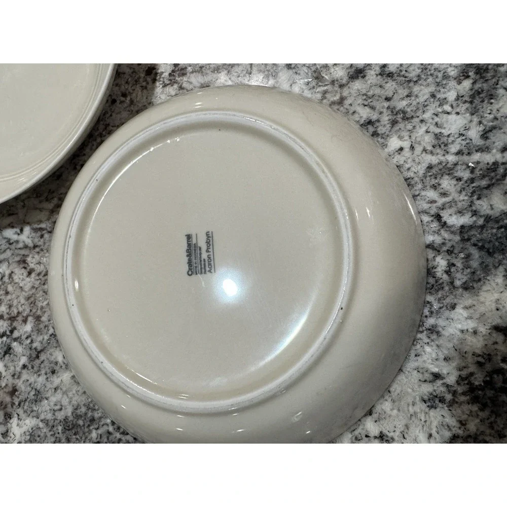 Crate & Barrel Aaron Probyn HUE Light Beige Large Soup/Pasta Bowls 9